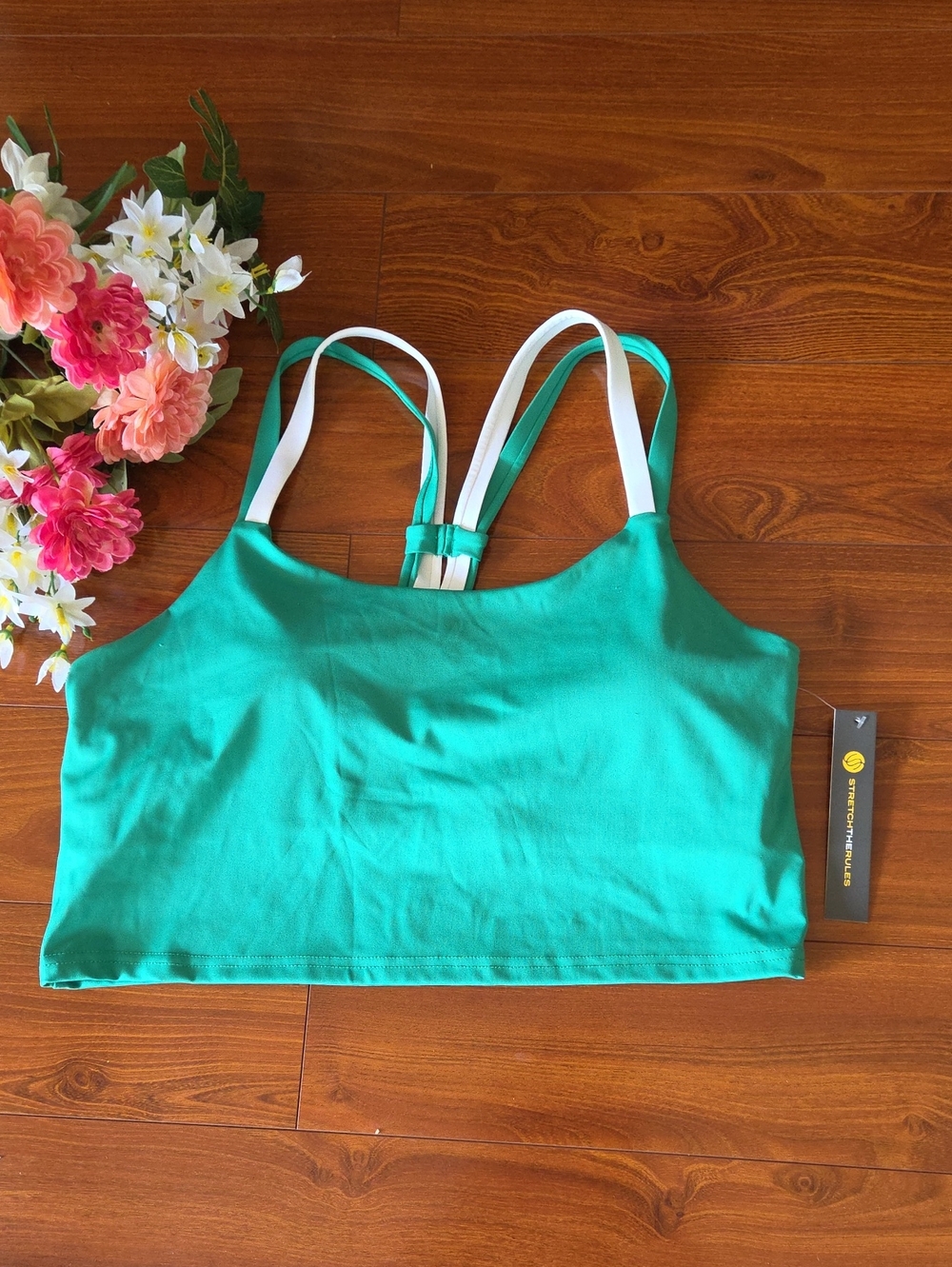 BNWT Sports Bra, Green Double-Strap, Size XL